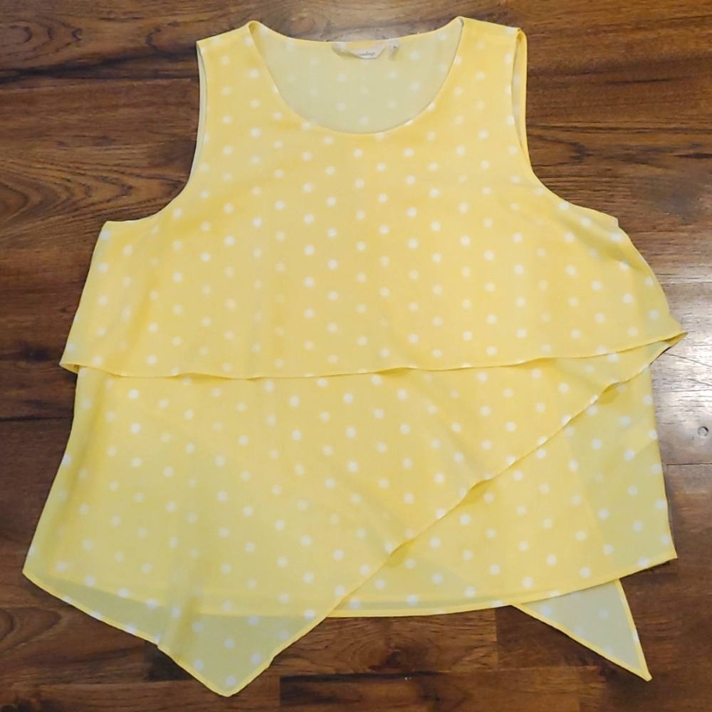 Womens Soft Surroundings yellow polka dot shirt size 1X